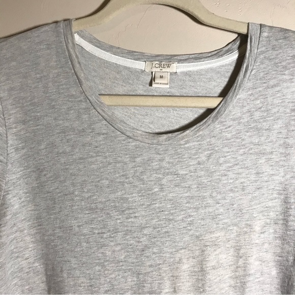 J. Crew Sweatshirt Top Medium Gray White Ruffle Hem Long Sleeve EUC - Picture 3 of 9